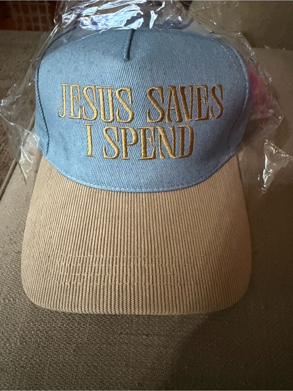 Zenana Outfitters JESUS SAVES I SPEND' Baseball Cap